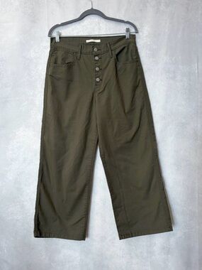 Levi's Women's Mile High Cropped Wide Leg Jeans Pants Olive Green Size 31